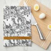 Roos tak grijze schaal Aangepast Theedoek (Quarter Fold)