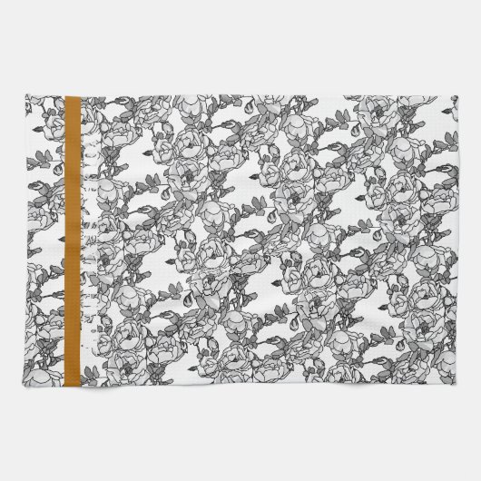 Roos tak grijze schaal Aangepast Theedoek (Horizontaal)