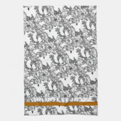 Roos tak grijze schaal Aangepast Theedoek (Verticaal)