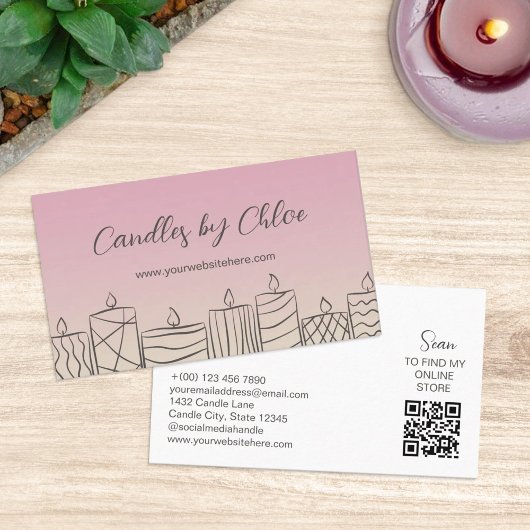 Roos & Tan Scribbled Candles Candle Maker QR Code Visitekaartje