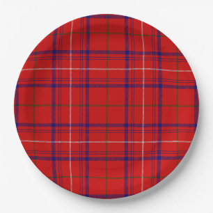 Roos tartan red blue plaid papieren bordje