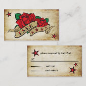 Roos Tattoo aangepaste RSVP Afsprakenkaartje (Voorkant / Achterkant)