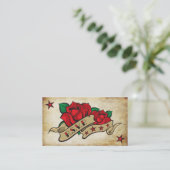 Roos Tattoo aangepaste RSVP Afsprakenkaartje (Staand voorkant)