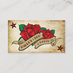 Roos Tattoo aangepaste RSVP Informatiekaartje