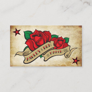 Roos Tattoo aangepaste RSVP Informatiekaartje