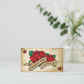 Roos Tattoo aangepaste RSVP Informatiekaartje (Staand voorkant)