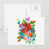 Roos Tattoo Harten Briefkaart (Voorkant / Achterkant)