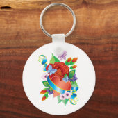 Roos Tattoo Harten Sleutelhanger (Voorkant)
