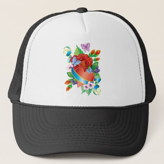Roos Tattoo Harten Trucker Pet (Voorkant)