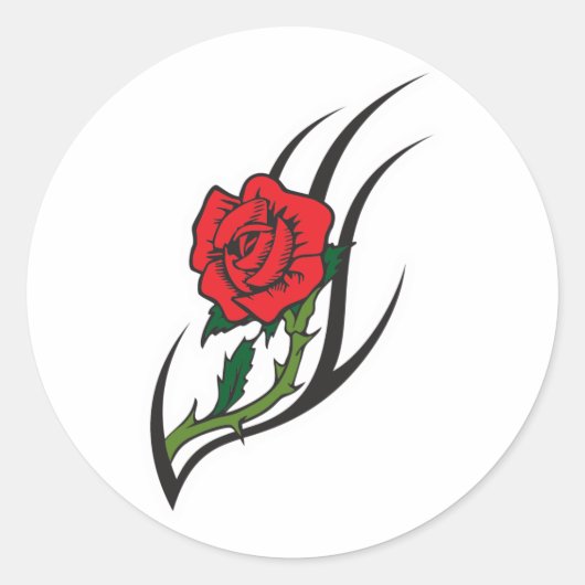 Roos Tattoo Ontwerp Ronde Sticker (Voorkant)