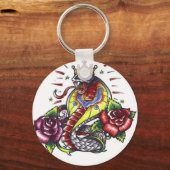 roos tattoo slangenkruis sleutelhanger (Voorkant)