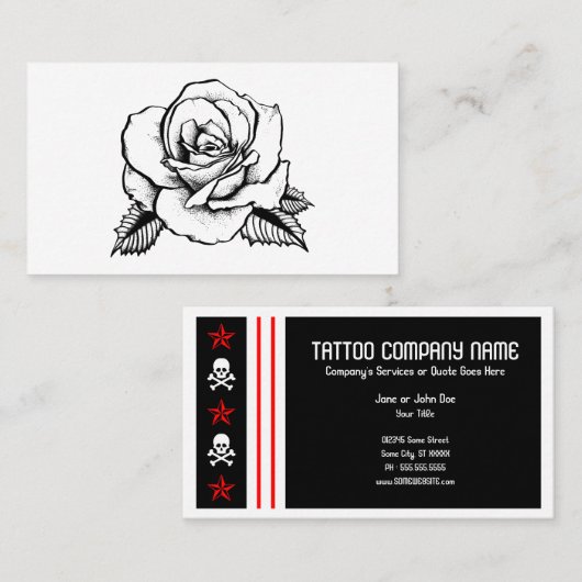 roos tattoo visitekaartje (Voorkant / Achterkant)