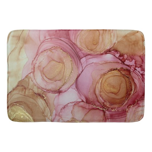 Roos Taupe Abstract Floral Bath Mat (Voorkant)