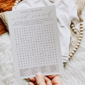 Roos Taupe Baby shower woord zoeken spel Kaart