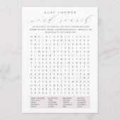 Roos Taupe Baby shower woord zoeken spel Kaart (Voorkant)