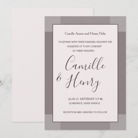 Roos taupe blush grijs lila elegant modern bruilof kaart (Voorkant / Achterkant)