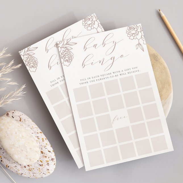 Roos Taupe Calligrafie Baby shower Bingogame (Creator heeft geüpload)