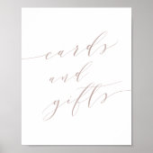 Roos Taupe Calligrafie Kaarten & Cadeaubordje Poster (Voorkant)