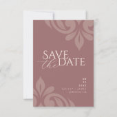 Roos Taupe Classic Script Damask Fotobruiloft Save The Date (Voorkant)