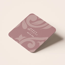 Roos Taupe Classic Script Damask Wedding Kartonnen Onderzetters