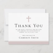 Roos taupe cross begrafenis sympathie dank u kaart (Voorkant)