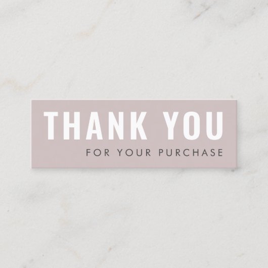 Roos taupe custom logo dank u kaart invoegen mini visitekaartje (Voorkant)