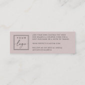 Roos taupe custom logo dank u kaart invoegen mini visitekaartje (Achterkant)