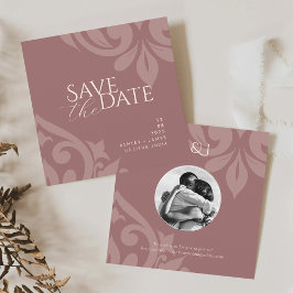 Roos Taupe Damask Elegant Classic Fotobruiloft Save The Date