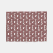 Roos Taupe Gepersonaliseerde Naam Deken met Harten (Voorkant (Horizontaal))