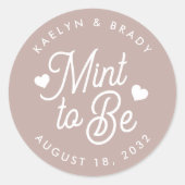 Roos Taupe | Gepersonaliseerde weddenschap Ronde Sticker (Voorkant)