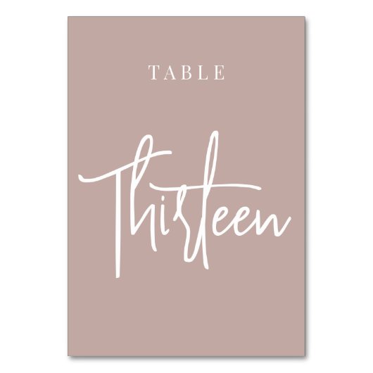 Roos Taupe Hand Scripted Table DERTIEN Kaart (Voorkant)