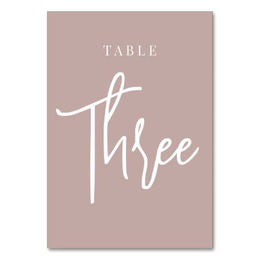 Roos Taupe Hand Scripted Table DRIE Kaart (Achterkant)