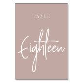 Roos Taupe Hand Scripted Table EIGHTEEN Kaart (Achterkant)