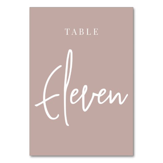 Roos Taupe Hand Scripted Table ELEVEN Kaart (Voorkant)