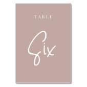 Roos Taupe Hand Scripted Table SIX Kaart (Voorkant)