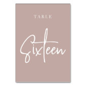 Roos Taupe Hand Scripted Table SIXTEEN Kaart (Achterkant)