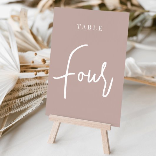 Roos Taupe Hand Scripted Table VIER Kaart