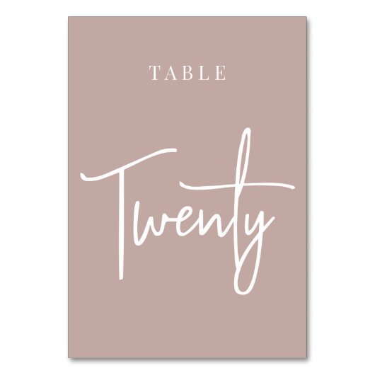 Roos Taupe Hand Scripting Table TWENTY Kaart (Achterkant)