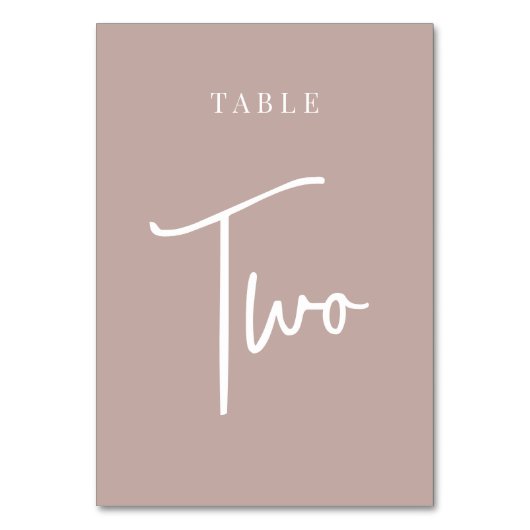 Roos Taupe Hand Scripting Table TWO Kaart (Achterkant)