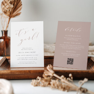 Roos Taupe "Het is een meisje" Alles in een Baby s Kaart