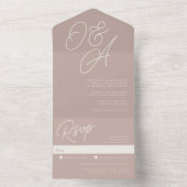 Roos Taupe | Manuscript Watermark Monogram Weddens All In One Uitnodiging (Binnen)