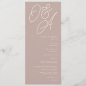 Roos Taupe | Manuscript Watermark Monogram Weddens Programmakaart (Voorkant)