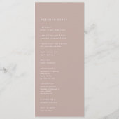 Roos Taupe | Manuscript Watermark Monogram Weddens Programmakaart (Achterkant)