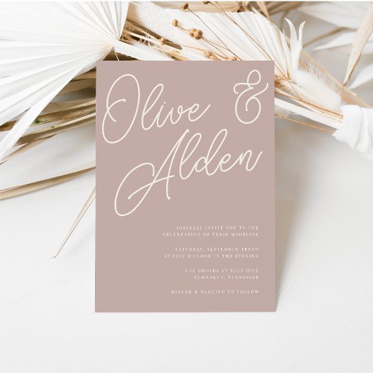 Roos Taupe | Manuscript Watermark Wedding Kaart