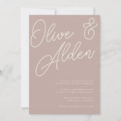 Roos Taupe | Manuscript Watermark Wedding Kaart (Voorkant)