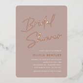 Roos Taupe | Minimalistisch Vrijgezellenfeest scri Folie Uitnodiging (Voorkant)