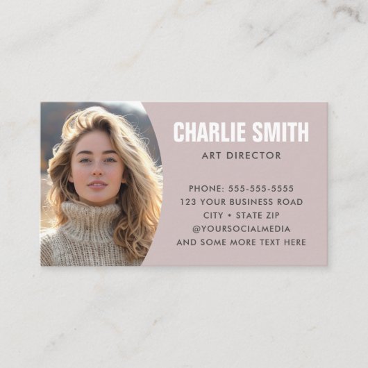 Roos taupe Modern Minimal Foto Visitekaartje (Voorkant)