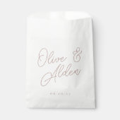 Roos Taupe overmaatse Script Names Weddenschap Bedankzakje (Voorkant)
