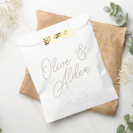 Roos Taupe overmaatse Script Names Weddenschap Bedankzakje