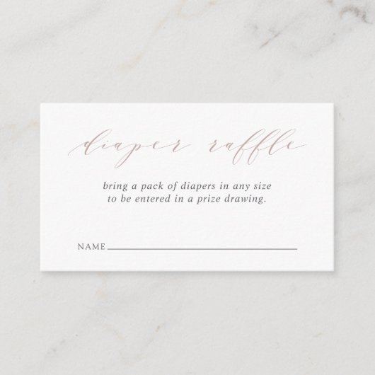 Roos Taupe Script Baby shower Luier Raffle Informatiekaartje (Voorkant)